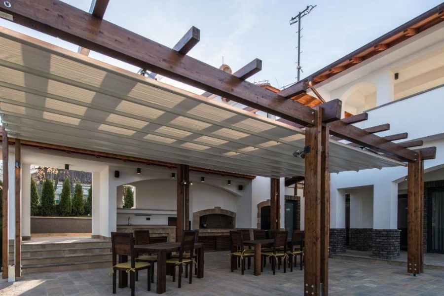 installed outdoor structure and Pergolas on patio