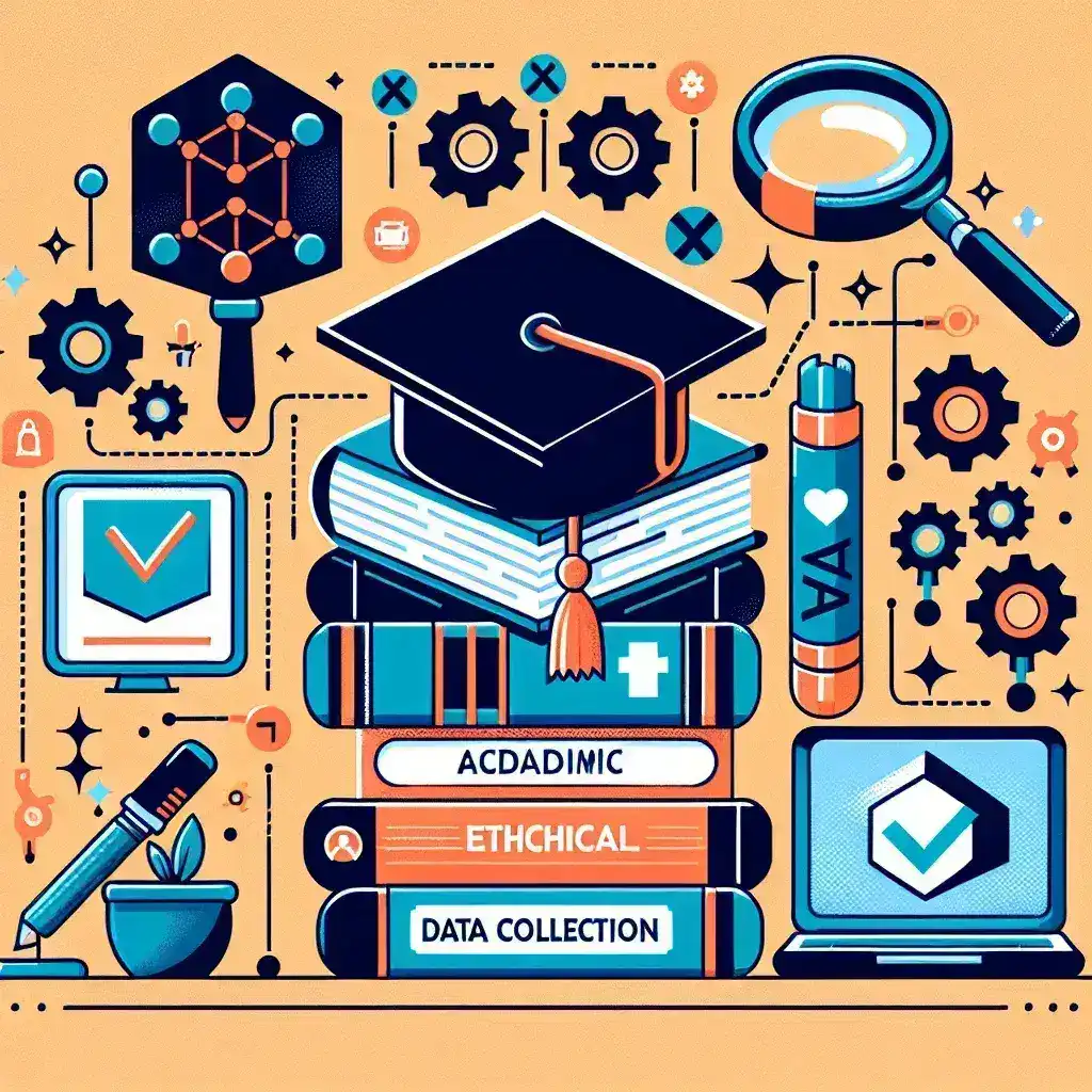 "Visualization of web scraping techniques using APIs for academic research, depicting ethical data collection methods in a digital environment."